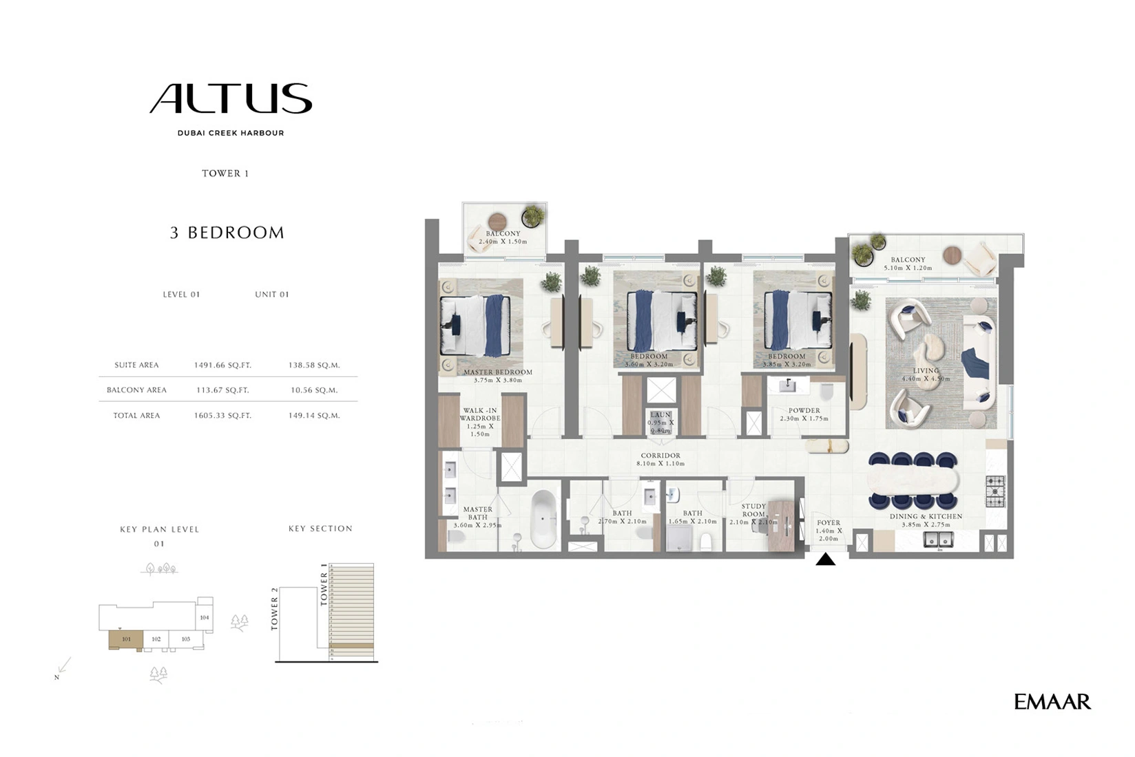 Altus at Dubai Creek Harbour 3 Bedrooms
