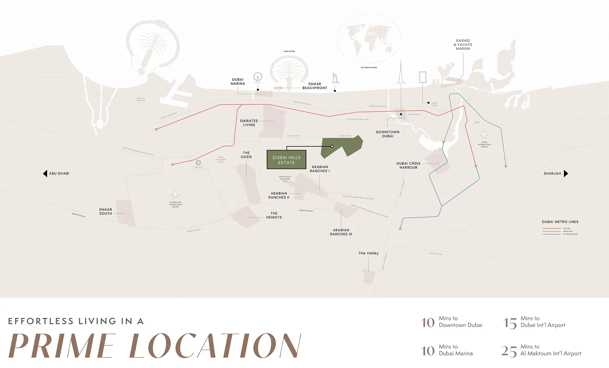 Emaar Golf Hillside at Dubai Hills Estate location map
